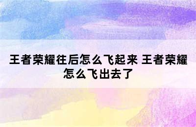 王者荣耀往后怎么飞起来 王者荣耀怎么飞出去了